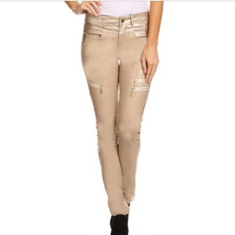 Faux leather tan pants-Size S/M-NWT